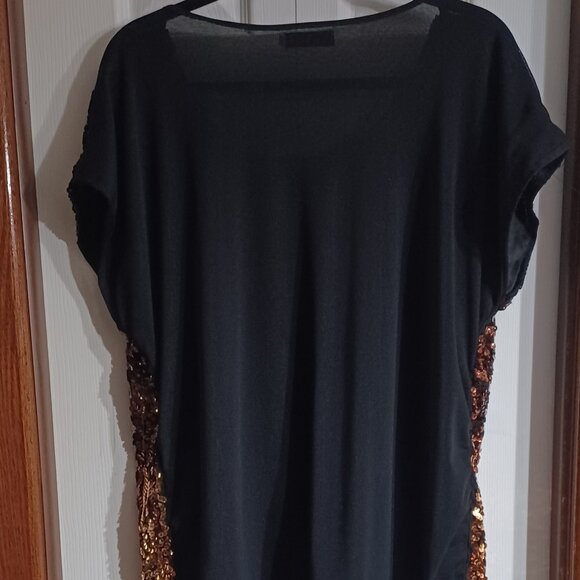 Vtg Pretty Guide Womens XL Sequins Top  Dolman Sleeve Party Black Gold  US - Picture 3 of 7